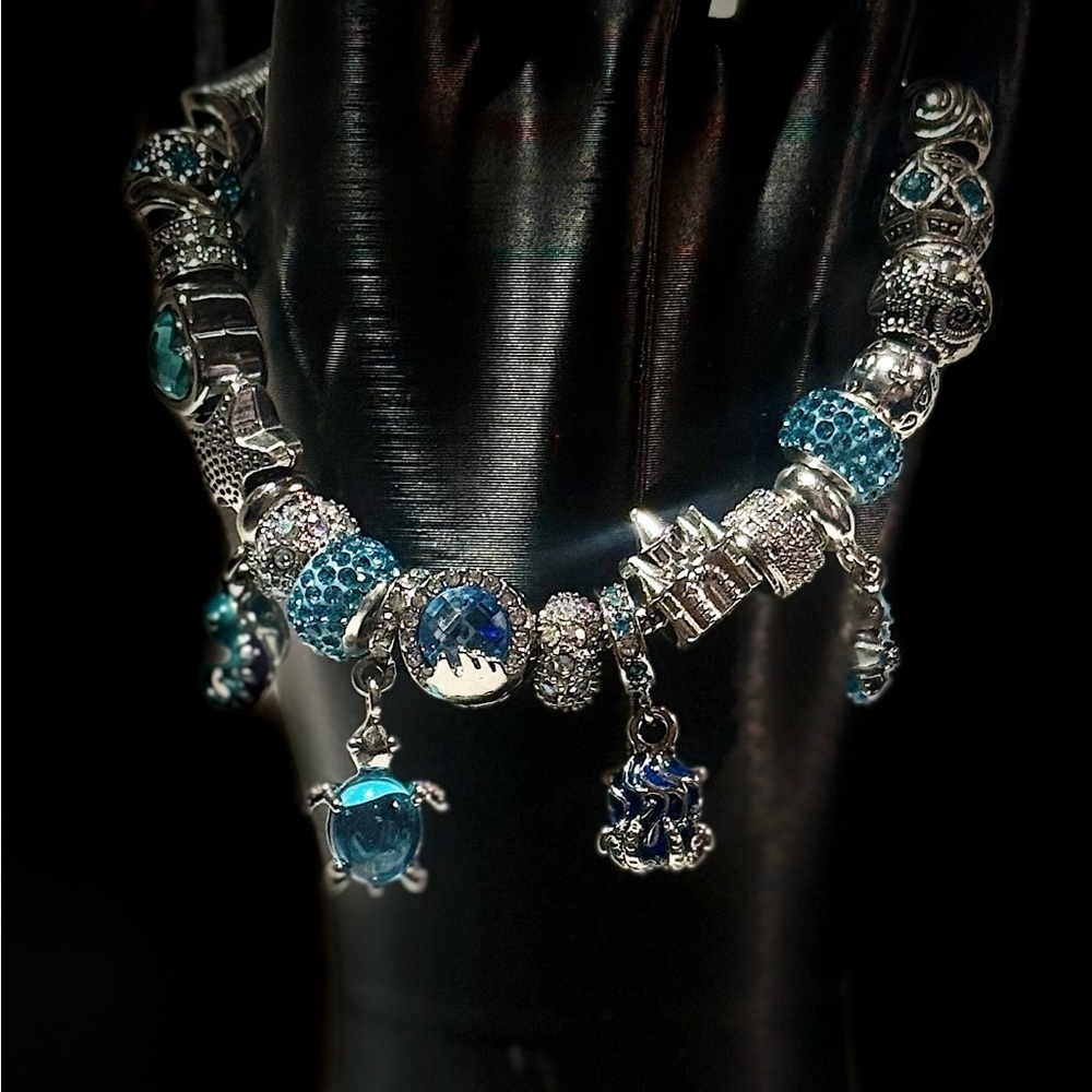 Elegant Silver and Blue Charm Bracelet